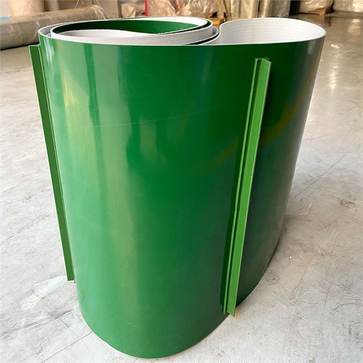 Green Pvc Conveyor Belt With Cleat And Guide Strip
