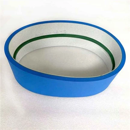 Cinta transportadora de PVC con espuma azul